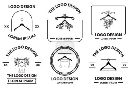 Ilustración de Logotipo de la tienda de equipos de costura y sastrería en estilo de arte de línea plana aislado sobre fondo - Imagen libre de derechos
