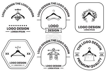 Téléchargez les illustrations : Logo de magasin d'équipement d'adaptation et de couture dans le style d'art plat isolé sur le fond - en licence libre de droit