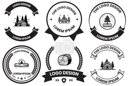 Ilustración de Logotipo del carpintero o de la tienda de construcción en estilo de arte de línea plana aislado sobre fondo - Imagen libre de derechos