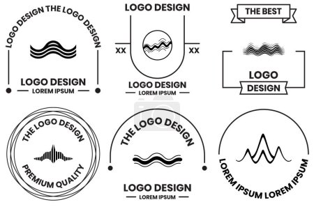 Ilustración de Ondas de sonido o logotipo musical en estilo de arte de línea plana aislado en el fondo - Imagen libre de derechos