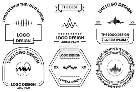 Ilustración de Ondas de sonido o logotipo musical en estilo de arte de línea plana aislado en el fondo - Imagen libre de derechos