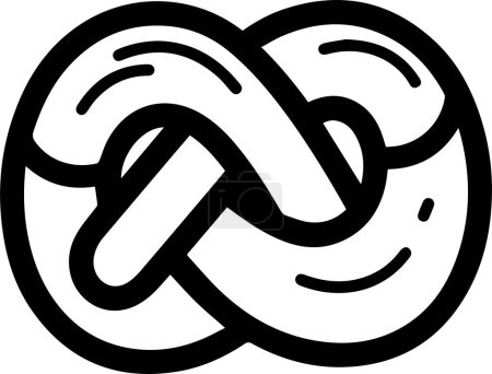 Ilustración de Pretzel logotipo del pan en estilo de arte de línea plana aislado en el fondo - Imagen libre de derechos