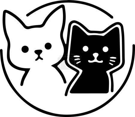 Téléchargez les illustrations : Logo Maison des chiens et chats en clinique animale concept en style art plat isolé sur fond - en licence libre de droit