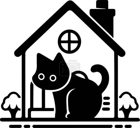 Téléchargez les illustrations : Logo Maison des chiens et chats en clinique animale concept en style art plat isolé sur fond - en licence libre de droit