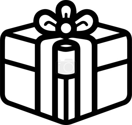 Illustration for Gift box and birthday logo in flat line art style isolated on background - Royalty Free Image