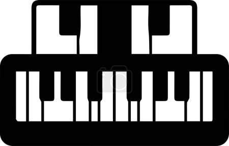 Téléchargez les illustrations : Logo minimaliste pour piano dans un style d'art plat isolé sur fond - en licence libre de droit