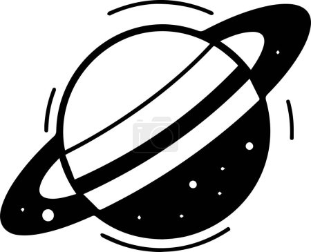 Téléchargez les illustrations : Planète avec anneaux logo en ligne plate style art isolé sur fond - en licence libre de droit