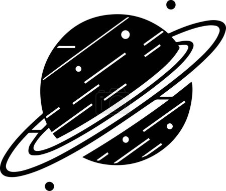Illustration for Planet with rings logo in flat line art style isolated on background - Royalty Free Image