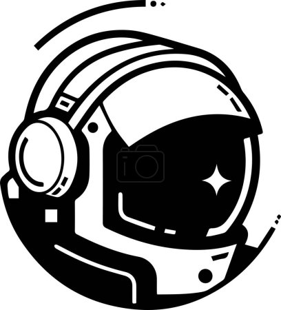 Illustration for Astronaut and planet logo in flat line art style isolated on background - Royalty Free Image