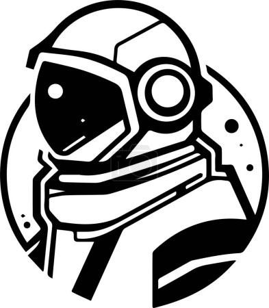 Téléchargez les illustrations : Astronaute et planète logo en style art plat isolé sur fond - en licence libre de droit