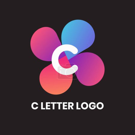 Téléchargez les illustrations : Logo lettre C dans un style moderne minimaliste isolé sur fond - en licence libre de droit
