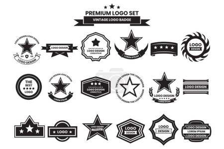 Illustration for Star logos and badges in vintage style isolated on background - Royalty Free Image