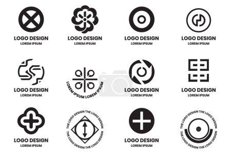 Illustration for Modern gear and circle logo in minimalist style isolated on background - Royalty Free Image