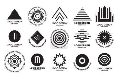Téléchargez les illustrations : Engrenage moderne et logo cercle dans un style minimaliste isolé sur fond - en licence libre de droit