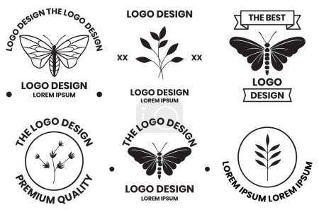 Ilustración de Logo de mariposa en estilo femenino aislado sobre fondo - Imagen libre de derechos