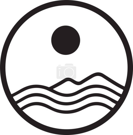 Ilustración de Logotipo de montaña en concepto de turismo en estilo minimalista para decoración aislada sobre fondo - Imagen libre de derechos