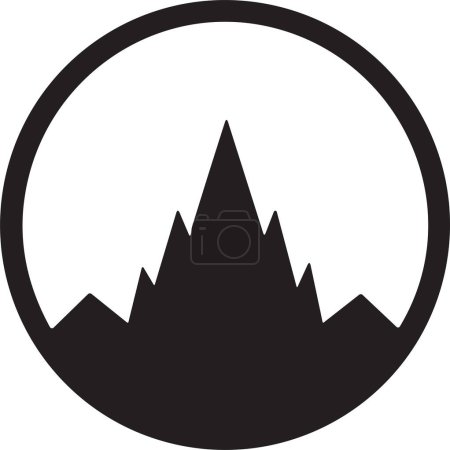 Téléchargez les illustrations : Logo de montagne dans le concept de tourisme dans un style minimal pour la décoration isolée sur fond - en licence libre de droit