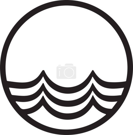 Téléchargez les illustrations : Logo mer ou vague dans un style minimaliste pour la décoration isolée sur fond - en licence libre de droit