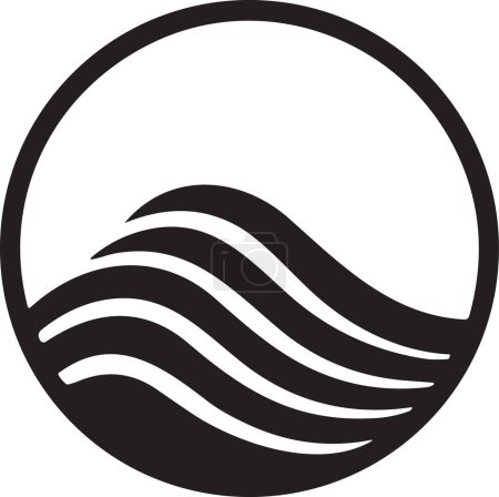 Téléchargez les illustrations : Logo mer ou vague dans un style minimaliste pour la décoration isolée sur fond - en licence libre de droit