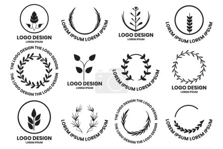 Ilustración de Logotipo de flor u hoja en un estilo minimalista para decoración aislada sobre fondo - Imagen libre de derechos