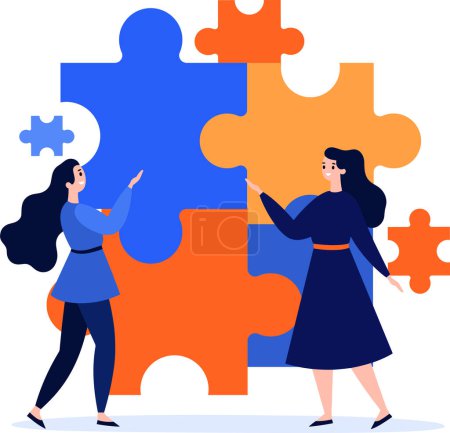 Illustration for Hand Drawn Businessman with jigsaw in the concept of unity in flat style isolated on background - Royalty Free Image