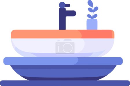 Illustration for Sinks and mirrors in the bathroom in flat style isolated on background - Royalty Free Image