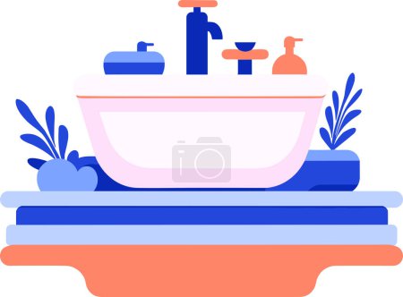 Illustration for Sinks and mirrors in the bathroom in flat style isolated on background - Royalty Free Image