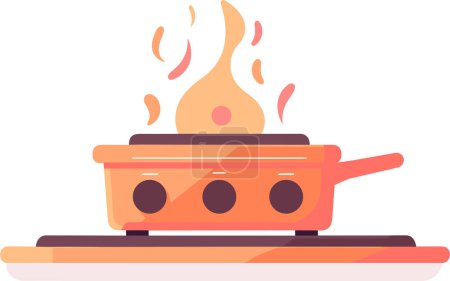 Illustration for Hand Drawn Oven or pan in a restaurant in flat style isolated on background - Royalty Free Image