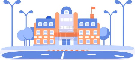 Illustration for Hand Drawn School or hospital building in flat style isolated on background - Royalty Free Image