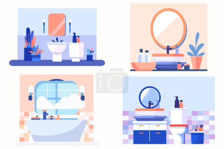 Illustration for Bathroom with toilet in flat style isolated on background - Royalty Free Image