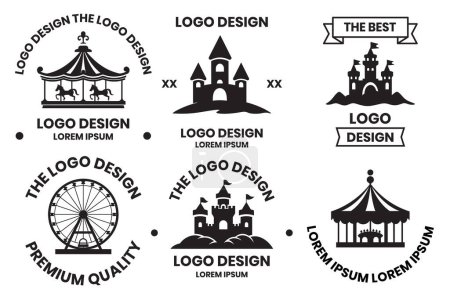 Ilustración de Logotipos de carnaval y festivales en estilo vintage aislados sobre fondo - Imagen libre de derechos