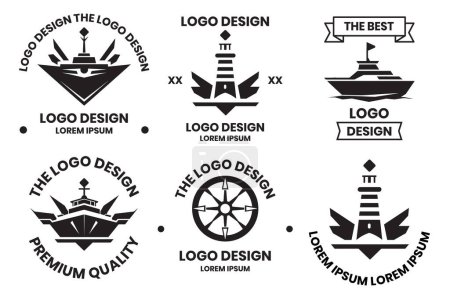 Téléchargez les photos : Logo Ocean Liner et water travel dans un style vintage isolé sur fond - en image libre de droit