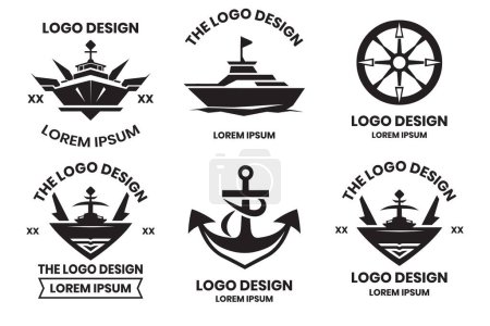 Téléchargez les illustrations : Logo Ocean Liner et water travel dans un style vintage isolé sur fond - en licence libre de droit