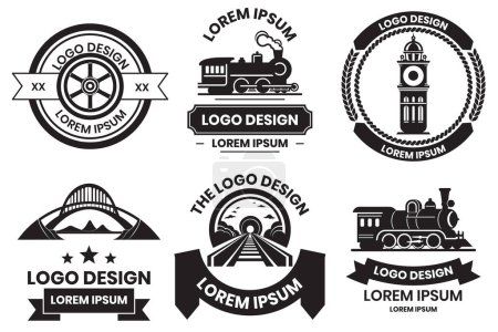 Ilustración de Logotipo del tren y viaje en tren en estilo vintage aislado sobre fondo - Imagen libre de derechos