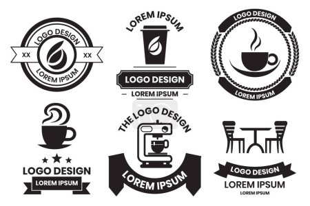 Téléchargez les illustrations : Logo café ou café dans un style vintage isolé sur fond - en licence libre de droit