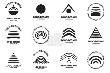 Téléchargez les illustrations : Logo vague d'eau ou vague de musique dans un style minimaliste moderne isolé sur fond - en licence libre de droit