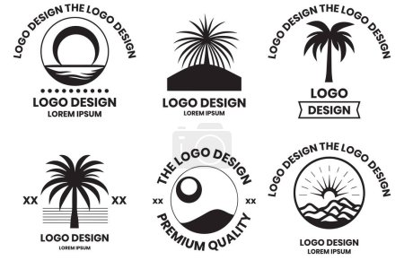 Illustration for Coconut tree or sea logo in the concept of tourism in vintage style isolated on background - Royalty Free Image