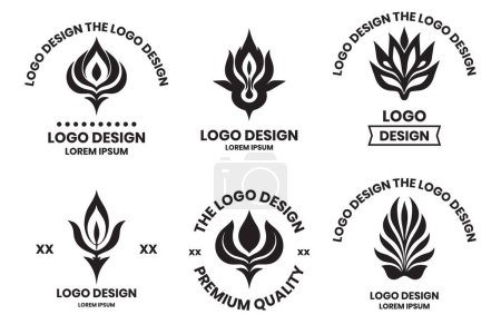 Ilustración de Logotipo de hoja o flor en concepto de spa en estilo vintage aislado sobre fondo - Imagen libre de derechos
