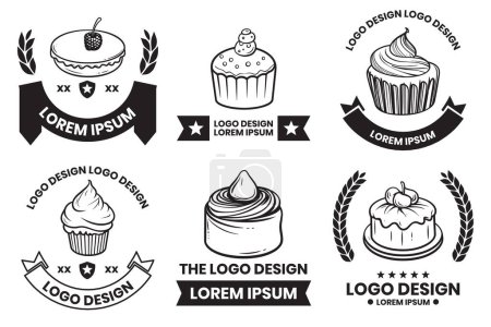 Ilustración de Logo de la tienda de tartas y postres en estilo vintage aislado sobre fondo - Imagen libre de derechos