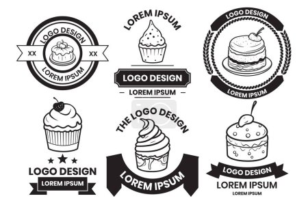 Illustration for Cake and dessert shop logo in vintage style isolated on background - Royalty Free Image