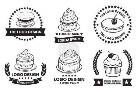 Ilustración de Logo de la tienda de tartas y postres en estilo vintage aislado sobre fondo - Imagen libre de derechos