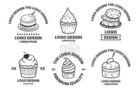 Téléchargez les illustrations : Logo du magasin de gâteaux et desserts dans un style vintage isolé sur fond - en licence libre de droit