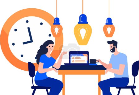 Illustration for Business teamwork  brainstorming in flat style isolated on background - Royalty Free Image