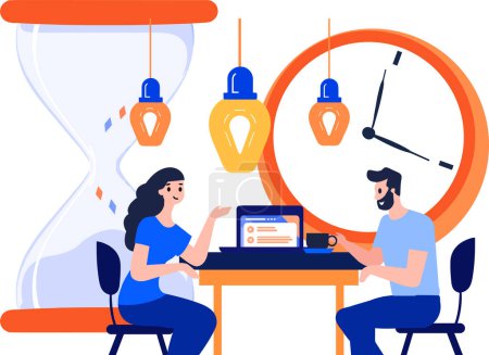 Illustration for Business teamwork  brainstorming in flat style isolated on background - Royalty Free Image