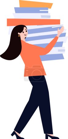 Illustration for Hard working woman in flat style isolated on background - Royalty Free Image