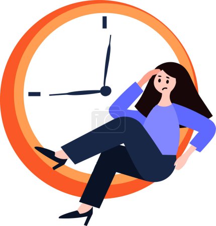 Illustration for A woman tired from work in flat style isolated on background - Royalty Free Image
