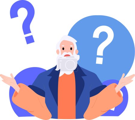 Illustration for An old man with suspicious expression in flat style isolated on background - Royalty Free Image