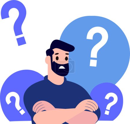 Illustration for A man with suspicious expression in flat style isolated on background - Royalty Free Image