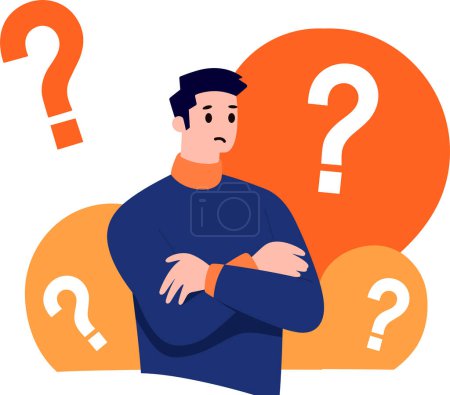Illustration for A man with suspicious expression in flat style isolated on background - Royalty Free Image