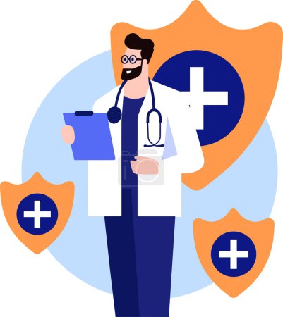 Illustration for Male doctor in flat style isolated on background - Royalty Free Image